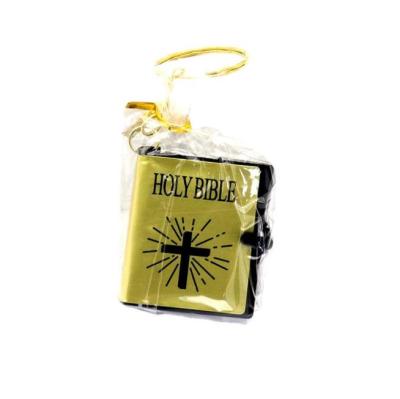 China Portable Wholesale Catholic Religious Holy Bible Keychains Mini Bible Book Keychain Jewelry Cross Pendant for sale