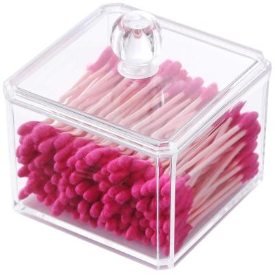 China Viable Swab Dispenser Square Cotton Jewelry Storage Container Makeup Cotton Pad Swab Holder Acrylic Organizer for sale