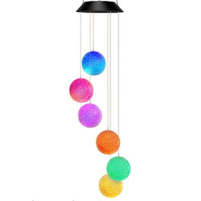 China Multifunctional Wind Chimes Amazon Hot Selling Color Changing LED Crystal Ball Solar Wind Chime For Garden Decor for sale