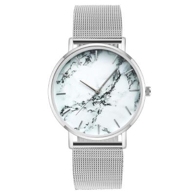 China Luxury Lady Quartz Watch Marble Face Coffee Mesh Strap Women Quartz Watch Women Watch for sale