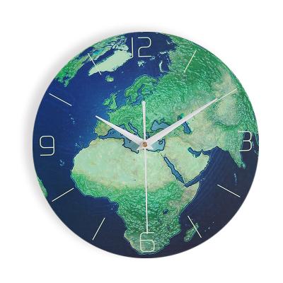 China Hot Selling Earth Explosive Wall Clock Product Amazon Style Antique Luminous Creative Silent Clock Personality Wall Clock for sale