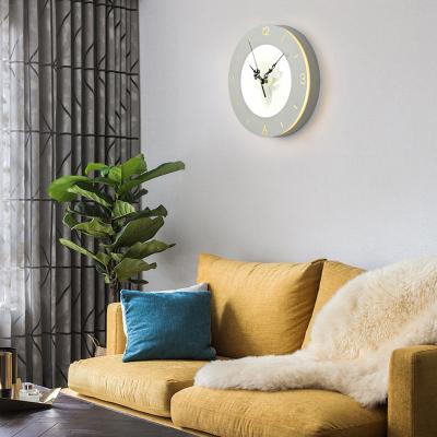 China Luxury style wall clock living room wall clock LED wall clock interior decoration wall clock antique acrylic creative hallway aisle wall lamp for sale