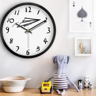 China Nordic style simple and cute home fashion living room wall clock creative clock bedroom mute antique style 12 inch wall clock for sale