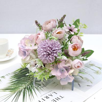 China Artificial Flower Modern Wedding Artificial Rose Peony Flowers Dried Decorative Decoration Minimalist Amazon Wholesale Simulation for sale