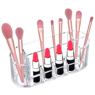 China Standable Acrylic Vanity Makeup Brush Holder Countertop Organizer Lipstick Storage Case Cosmetic Brush Holder for sale