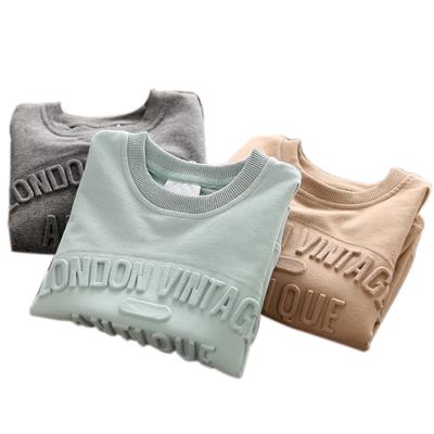 China wholesale good quality Anti-wrinkle 330gsm knitted unisex cotton 3d embossed printed custom sweatshirt for sale