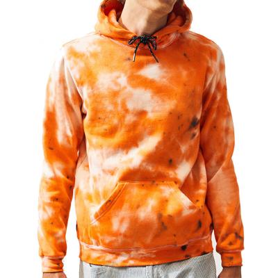 China Custom Logo China Anti-Wrinkle Soft Casual Fleece Hoodie Mens Cotton Pullover Orange Tie Dye Hoodie for sale