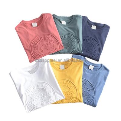 China Custom anti-pilling 3d embossed t-shirt cotton 3d embossed t-shirt wholesale t-shirt for sale