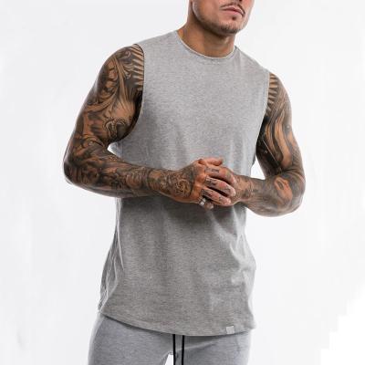 China Gray Men Cotton Tank Top Casual Comfortable Active Wear Sport Tank Tops Mock Neck With Silver Heat Transfer Print for sale