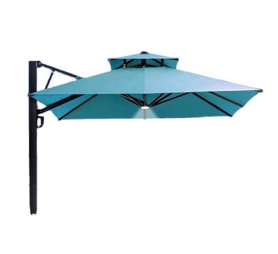 China Modern Fashion Waterproof All Aluminum Alloy Umbrella Frame Automatic Large Tilt Hydraulic Lifting Outdoor Patio Umbrella With Lights for sale