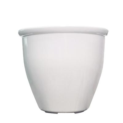 China Good Quality White Glazed Flower Pot Effect Planter Indoor Outdoor Plastic White Ceramic Planter Pots Large For Plants for sale