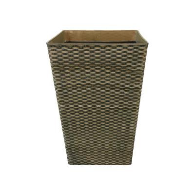 China New Style Light Modern Large Size Decorative Square Resin Plant Pot Rattan Plastic Planter Pots for sale