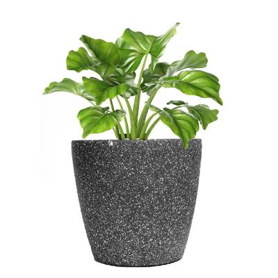 China Home Decorative Garden Stone Resin Planter Granite Terrazzo Stone Flower Pots Stone Powder+Recycled Plastic+Powder Large Selfwatering Pot for sale