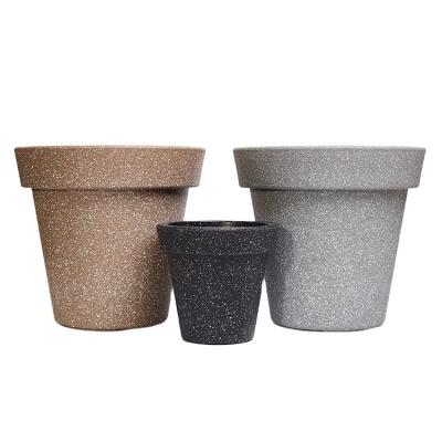 China Stone powder+Recycled plastic+Powder resin plastic sandstone garden plant pots out of door modern decorative round planter garden stone flower pot for sale