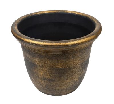 China Antique Flower Pot Planter Pots Roll Shape Resin Recycled Modern Vintage Home Garden Decoration Plastic Antique Brass Not Support for sale