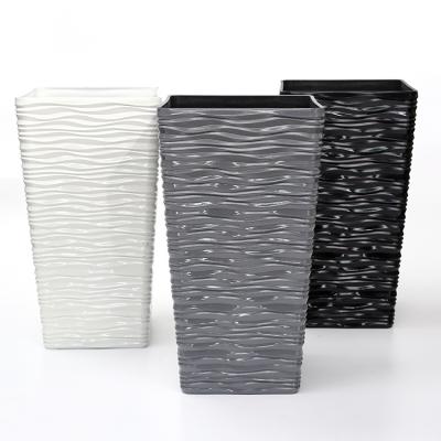 China New Arrival PP Plastic Material Square Glazed Planters Indoor Large Decorative Plant Pots For Living Room for sale