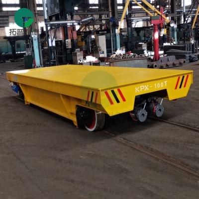 China Building Material Shops 40T Workshop Use Battery Power Electric Railroad Metal Flat Cart for sale