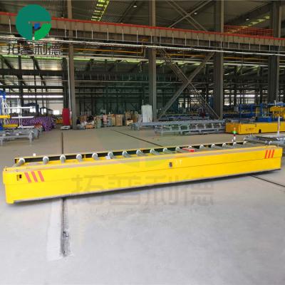 China Building Material Stores Pipe Factory 5t Smart Loader Battery Drive Rail Motorized Cast Iron Flat Product Transfer Cart for sale