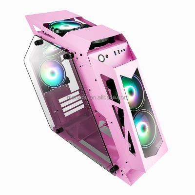 China With Fan Female Gamer Using So Cute Pink Color Gamer Medium Tower Case - Pink LK-06 for sale