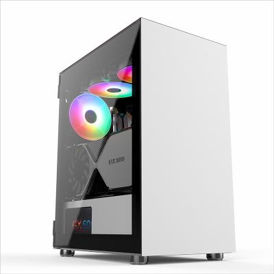 China With Pretty White Fan Computer Case Tower PC Parts With Full Metal Panel for sale