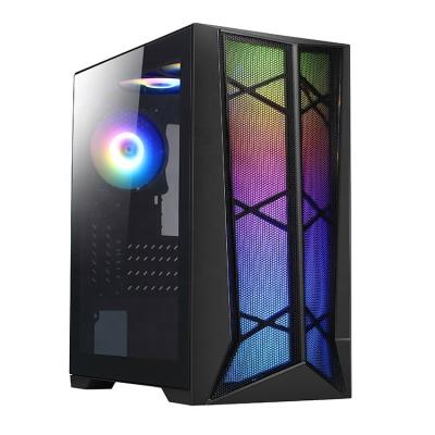 China With Side Panel Micro Window V601 Black OEM Mid Tower Computer Case PC Gaming Case With RGB Light Strip for sale