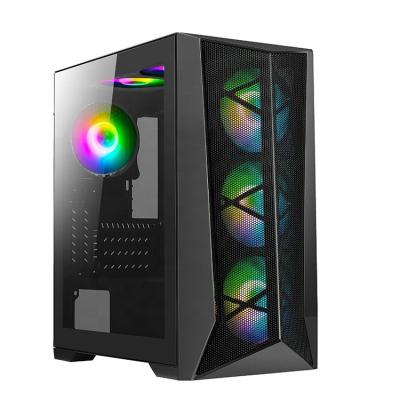 China With Left Side Panel Window V601 Mesh Black Gaming PC Case Tempered Glass Panel With Mesh RGB Fan ATX Micro Mid Tower for sale