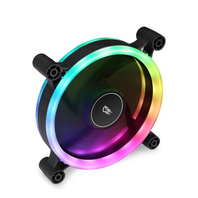 China Computer Case ARGB DESKTOP CASE FAN DOUBLE RINGS FAN MULTI COLORS CONNECT TO EXTERNAL CONTROLLED HUB for sale