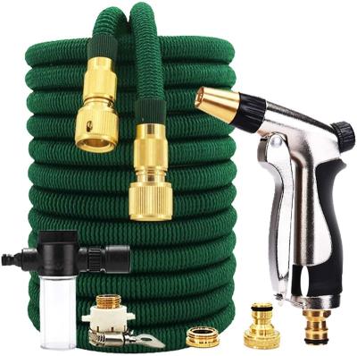 China Outdoor 50ft Adjustable High Quality Latex Water Watering 100ft Flexible Garden Hose With 9 Functions Spray Gun for sale