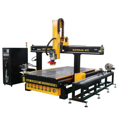 China Syntec MDF Atc 1530 4 Axis Wood CNC Router With Side Engraving for sale