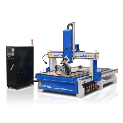 China Wood/Metal/Stone/Glass/Plastic/MDF/PVC/Acrylic and so on 1530-4 Digital Wood Carving Machine with CNC Router 4 Axis CNC Router Blue Elephant computer for sale