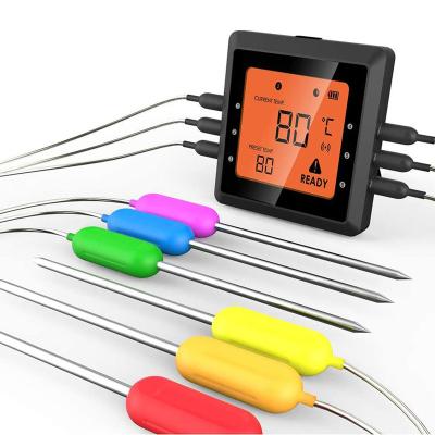 China Up to 6 Foods Temperature Probes Hypersynes Bluetooth Connected Digital OEM Odm Grill Oven Thermometer Pro-03 for sale