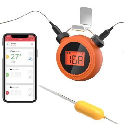 China Shows preset food type Preferencesor Fahrenheit. Smart Mobile Phone Termometer Indoor Outdoor Wireless Kitchen Cooking Digital Culinary Meat Thermometer with 2 Senzor MiniClock for sale