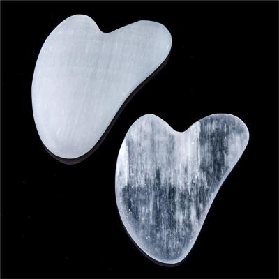 China Natural Selenite Jade Facial Beauty Scraping Massage China Factory Physiotherapy Gue Che Roller SPA Face Skin Care Gua Sha Firm for sale