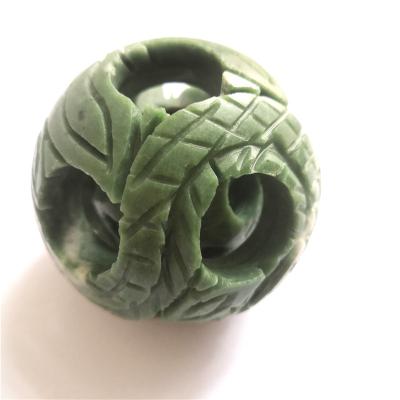 China Wholesale Natural Polished Green Jade Carving Ball Transfer Ball From China in Ball Home Decoration for Kids Gift for sale