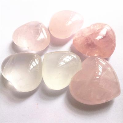 China China Crafts Wholesale Natural Quartz Stone Rose Crystal Shaped Heart For Home Carving Decoration for sale