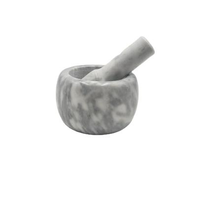 China 2021 Sustainable Luxury Nanwei Marble White Color Kitchen Garlic Mortar And Pestle Grinder for sale