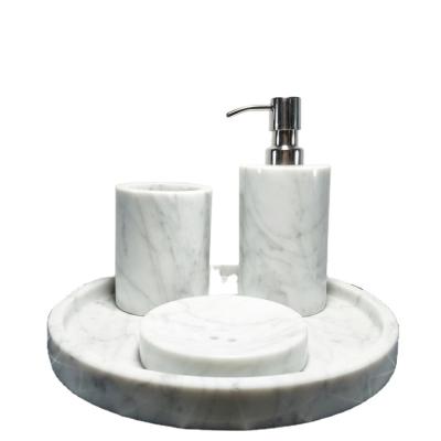 China Sustainable Custom Natural Marble Made Bathroom Accessories Marble Bathroom Set for sale