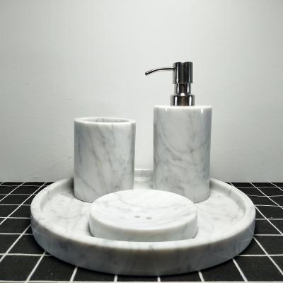 China Sustainable High Quality Natural White Carrara Marble Bathroom Sets for sale