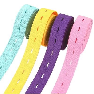 China Elastic Hot sale colored button hole Knitting  Elastic Tape Band Elastic Webbing for sale