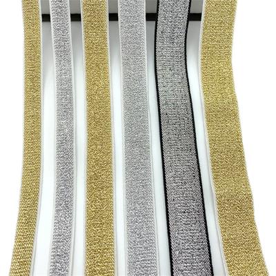 China Elastic Glitter Gold  Elastic Bands Rubber Band Waist Band Elastic Cord Garment Trousers DIY Sewing Accessories 10/15/25/40mm 1M for sale