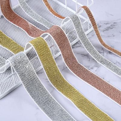 China Elastic Factory Hot sale  2.0cm Nylon Gold Silk webbing  for Underwear bra strap  elastic band for sale