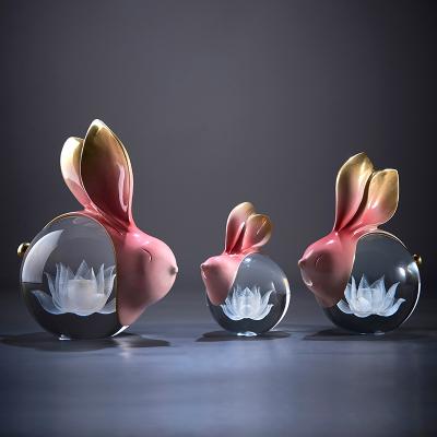 China Cute Creative Luminous Night Light Crystal Ball Couples Gift China Li Jiajiang Rabbit Decoration Desktop Decoration for sale