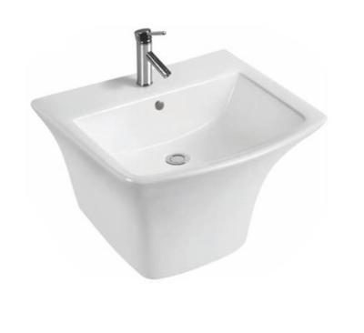 China Super-smooth modern luster square wall hung basin design ceramic washbasin for sale