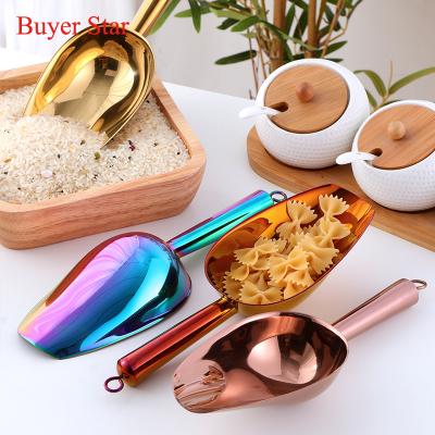 China Sustainable Universal Bar Accessories Stainless Steel Soy Dry Foods Popcorn Ice Cream Scoop for sale