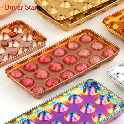 China The Sustainable Stainless Steel Ice Cube Mold Round Ice Cube Trays Ice Cube Molds With Lids for sale