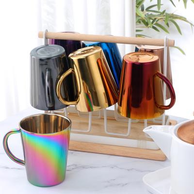 China 300ml Disposable Custom Logo Travel Mug Stainless Steel Coffee Mug Double Wall Drinking Cup With Handle for sale