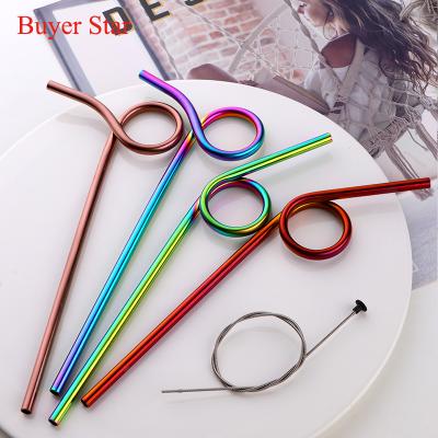 China Amazon Viable Hot Selling Reusable Colorful 304 Stainless Steel Creative Drinking Straw for sale