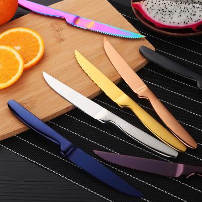 China Sustainable Buyer Star Restaurant Hotel Gold Plated Stainless Steel Steak Knife Fruit Knife for sale