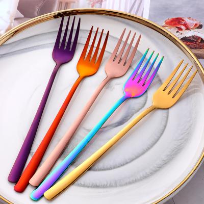 China Disposable Cheap Wholesale Metal Handle Stainless Steel Gold Salad Long Fruit Fork for sale