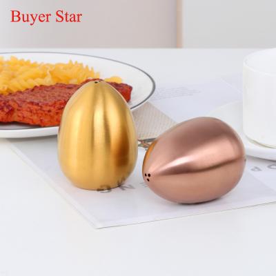 China Viable Buyer Star Kitchen Supplies Creative Stainless Steel Egg Shaped Pepper Jars Seasoning Jars for sale